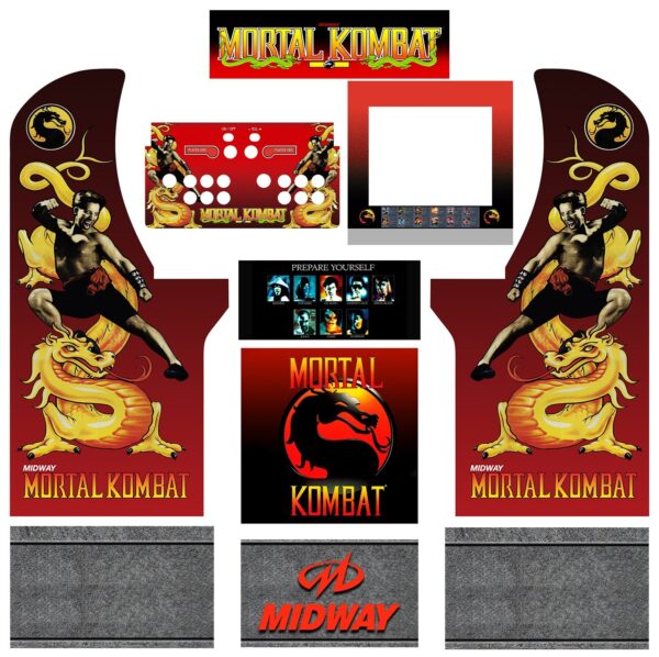 Arcade1up Mortal Kombat dragon full complete set +3 x Risers